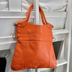Valentina Vibrant Orange Hobo Crossbody Bag